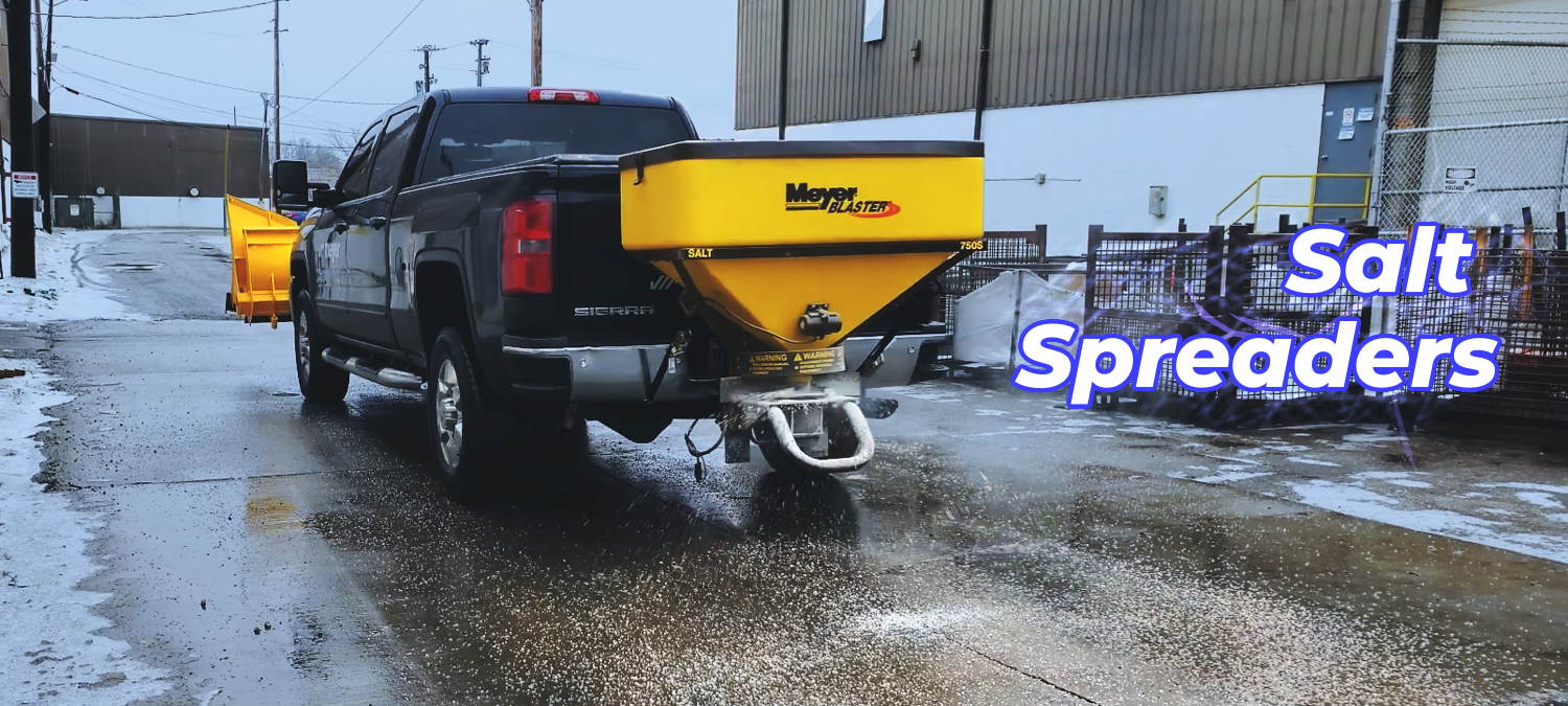 Meyer Blaster 750R Tailgate Receiver Salt Spreader in action spreading salt in Euclid, Ohio