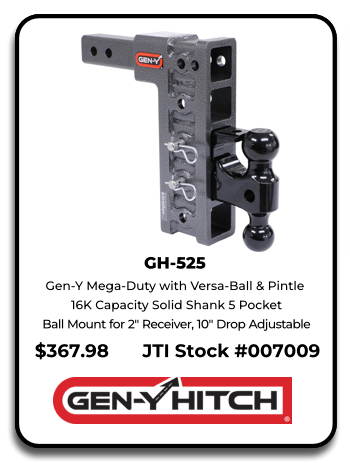 Gen-Y GH-525 Mega Duty 16k Solid Shank 5 pocket 10" Drop Ball Mount