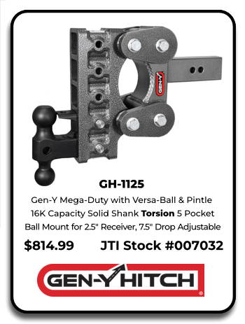 Gen-Y GH-1125 16k Torsion Flex 5 pocket ball mount for 2.5" receiver 7.5" drop