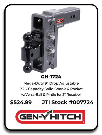 Gen-Y GH-1724 9" Drop Hitch Adjustable 4 pocket with versa-ball for 3 inch receiver in Ohio