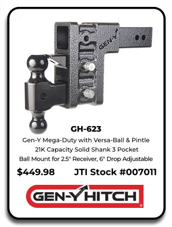 Gen-Y GH-623 Solid Shank 3 pocket 6" drop ball hitch for 2.5" receiver